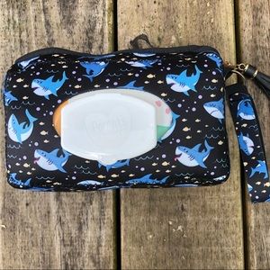 New Shark Fish Nautical Sailor Print Neoprene Baby Wipes Wristlet Cover Case Bag